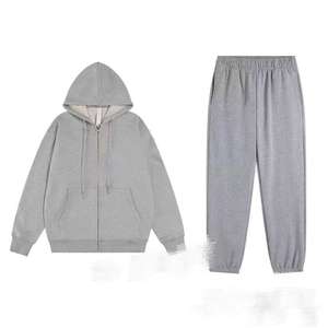 Sonbahar Kış Sporları Kapüşonlu Sweatshirt Gümüş Baş Logolu Bol Kesim Erkek & Kadın Spor Giyim Seti Toptan Özelleştirme - Product Image 1