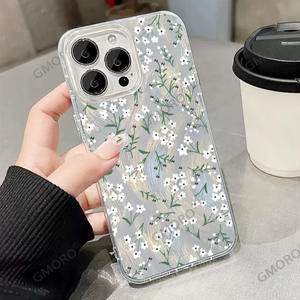 Coque de téléphone en fil de plumes scintillant à motif floral littéraire pour filles 17/16 <span class=keywords><strong>Pro</strong></span>, protection intégrale antichoc rigide - Product Image 2