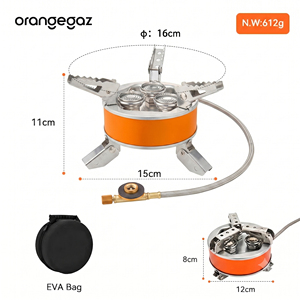 ORANGEGAZ FACTORY Barbecue au <span class=keywords><strong>gaz</strong></span> butane portable d'extérieur pour <span class=keywords><strong>camping</strong></span>, aventures <span class=keywords><strong>en</strong></span> pleine nature, réchaud de <span class=keywords><strong>camping</strong></span> à 3 brûleurs - Product Image 2