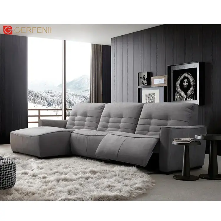 Современная производительная ткань для гостиной, электрический угловой диван, откидной секционный функциональный тканевый диван