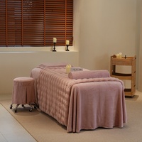 Ensemble de draps en tissu bouclé 3D rose pour table de massage SPA, haute densité