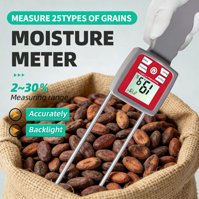 Digital Grain Moisture Meter for 25 Grains Wheat Corn Rice Soya Bean Coffee Seed 2~30% LCD Backlight Tester