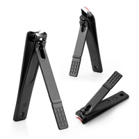 Ensemble de coupe-ongles noir portable manucure personnalisé de 3 pièces avec emballage en boîte de conserve