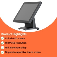 Desktop 15 Inch Capacitive Touch Screen Monitor Aluminum Alloy LED Screen Computer Monitor Perfect for Retail Touch Monitor