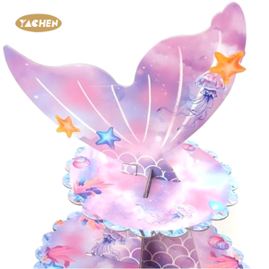 Yachen Nàng Tiên Cá Đuôi <span class=keywords><strong>cupcake</strong></span> Tier đứng 1 Bộ sinh nhật <span class=keywords><strong>Cupcake</strong></span> đứng trang trí tiệc tráng miệng cốc bánh đứng tháp cho đám cưới - Product Image 4