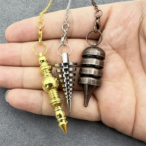 Nuovi arrivi accessori Reiki di buona qualità stile Vintage a forma di giroscopio in ottone metallo pendente pendolo pendolo per rabdomante - Product Image 4