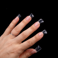 TSZS Offre Spéciale demi-couverture ABS 10 taille ongle pointe courte canard conception faux ongles conseils Transparent faux ongles Art pointe