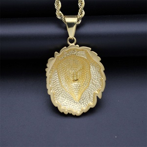 Collar de León Estilo Hip Hop, Chapado en Oro, Acero Inoxidable, con Zirconia en Forma de Ojo de León - Product Image 4