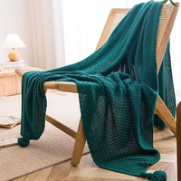 Nordic Wind Quaste Dekor Luxus einfarbige Blumen Strick decke für den Außenbereich Gewebtes Büro Nap Light Sofa bezug Bett gefaltet