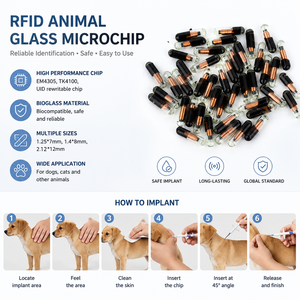 Microchip RFID iniettabile FDX-B 134.2kHz 2.12x12mm per l'identificazione di animali domestici, pesci e bestiame - Product Image 5