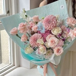 Papel crepé azul hecho a mano con textura de piedra, papel de regalo floral, papel arrugado para arreglos florales, manualidades DIY - Product Image 1