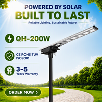Lampe solaire LED monocristalline tout-en-un 200W, IP66, en alliage d'aluminium, avec télécommande, garantie 3 ans, installation facile