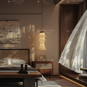 Chinese Style Pendant Light Oval Shape E27 LED White For Bedroom Study <b>Zen</b> Inspired - Product Image 5
