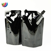 Grande pochette de recharge 1L debout personnalisée sac de pochette à bec noir liquide avec poignée vente en gros