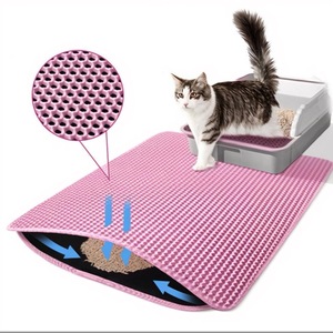 Tapis à litière pour chat double couche, 60x90cm, bleu, structure nid d'abeille, anti-éclaboussures, facile à nettoyer - Product Image 3