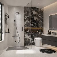 Mitigeur de douche thermostatique finition or brossé PVD, ensemble de douche pour salle de bain