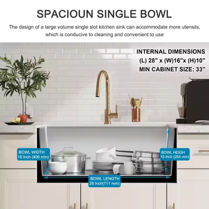 Handmade 30 "16 đo hình chữ nhật 304 thép không gỉ Bồn Rửa Nhà Bếp bát đơn 30x18 <span class=keywords><strong>undermount</strong></span> Máy Trạm với <span class=keywords><strong>drainer</strong></span> - Product Image 4