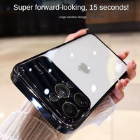 Fundas Transparentes Electrochapadas para iPhone 11 12 13 14 15 PRO Max Plus, Cubierta Acrílica con Lente de Alta Definición, Carcasa Rígida Transparente