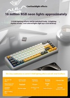 AULA F65 Clavier mécanique à trois modes personnalisé 4000mAh sans fil E-Sports Gaming Side-Graved Keycaps Gradient Blue Keyboard