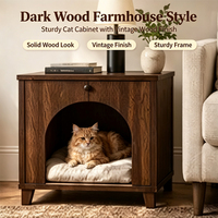 Table d'appoint pour chat, design grotte, finition bois foncé, maison pour chat d'intérieur, mobilier décoratif multi-scénarios pour salon