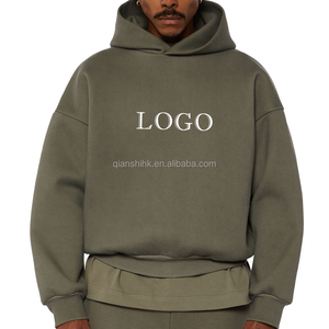 350 Gsm unisexe recadrée à capuche fabricants blanc poids lourd Boxy sweat à capuche conception personnalisée logo épais surdimensionné sweat à capuche uni - Product Image 6