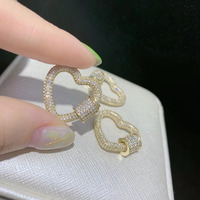 CZ7793 Fermoir à vis micro-pavé CZ en forme de cœur, fermoir mousqueton de luxe en forme de cœur pour la fabrication de bracelets et colliers DIY