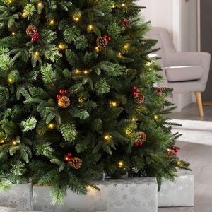 Decoración Navideña de Lujo para el Hogar, Simulación Híbrida de PE Encriptado, Árbol Artificial con Piñas y Frutos Rojos - Product Image 4