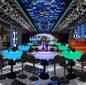 Nhiều Thiết kế LED chiếu sáng cao bàn ghế sáng tạo Câu Lạc Bộ quán <span class=keywords><strong>bar</strong></span> ngoài trời khách sạn LED nhiều màu sắc Cocktail bàn ghế kết hợp - Product Image 3