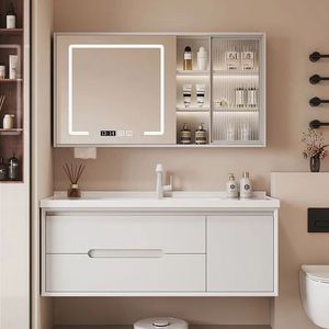 New White Bathroom Cabinet <b>Smart</b> Mirror Cabinet Space Storage White Sink Wall-Mounted - Product Image 6