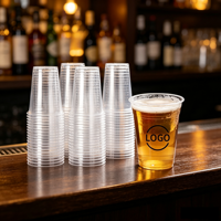 Groothandel op maat gemaakte logo wegwerp transparante plastic bekers van PET voor bier, sap, feestjes, bruiloften en restaurants