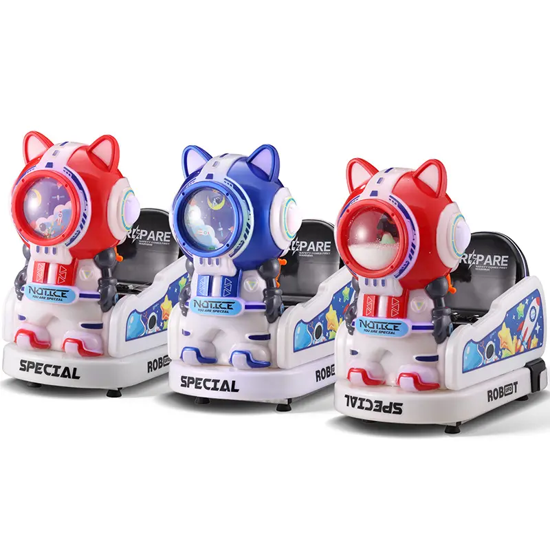 Game Center Snowflake Blowing Space Cat Kiddie Ride Gaming Machine Comercial Coin Operated Kids Electric Ride-On Car