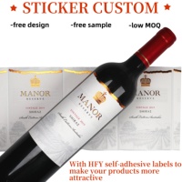 Etiquetas de papel adhesivas impermeables fuertes personalizadas para botellas de vino y whisky, lámina dorada en relieve, protección UV permanente para bebidas