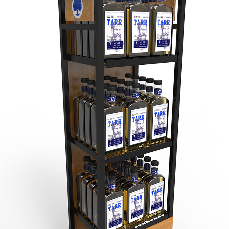 Customized Supermarket Wine Display Shelf Rack Liquor Display Rack Bottle Display Stand With Custom Logo — view 5