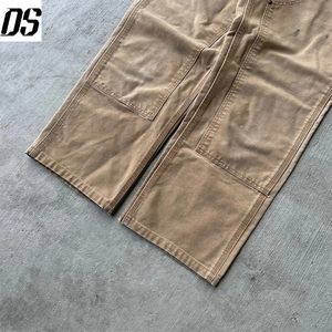 <span class=keywords><strong>Pantalon</strong></span> de travail en toile de coton marron vintage Y2K à <span class=keywords><strong>double</strong></span> genouillère pour homme, personnalisable par DS Customize - Product Image 3