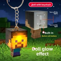 Lampu Malam LED Plastik USB Isi Ulang Mainan Blok Bangunan Desain Pixel Art Cahaya Hangat Dekorasi Kamar Tidur Anak Hadiah