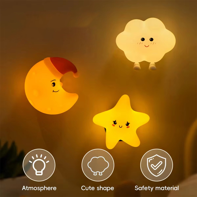 Rechargeable Silicone Led Night Light Wall Lamp Decorative Portable for Bedroom Cute Moon Bedside Baby Dimmable Nursery Sleeping