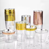Vasos de Plástico Desechables Transparentes de 10oz con Borde Plateado para Fiestas y Bodas