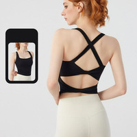 Soutien-gorge de sport pour femme, nouveau modèle à dos ouvert, antichoc, avec coussinets fixes intégrés, respirant, idéal pour la gym, le yoga et l'entraînement