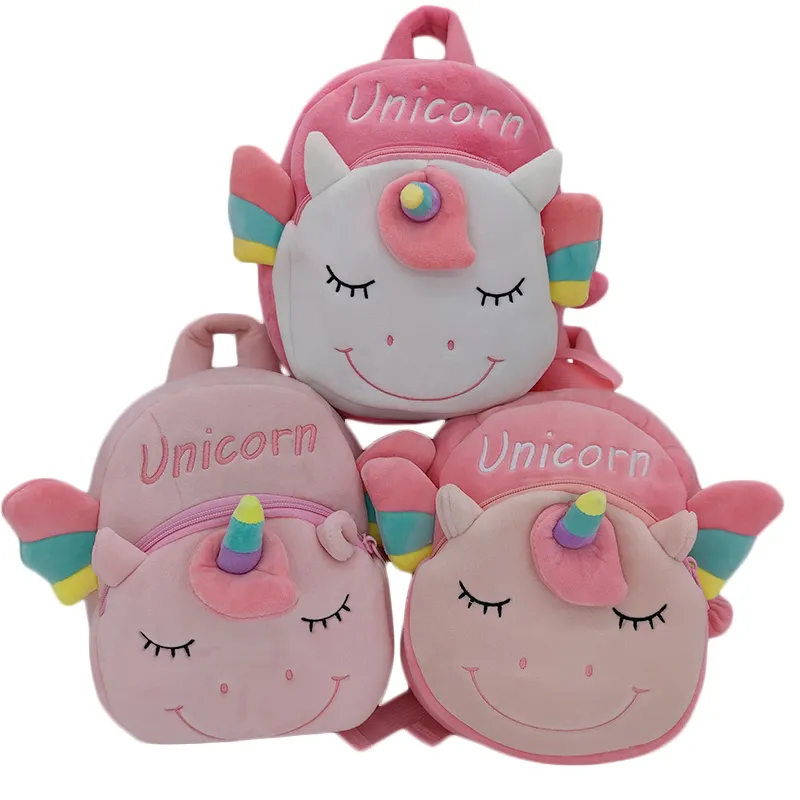 2022 Hot Selling Pink Cute Unicorn Kids Bag Soft Push Unicornio Zipper Backpack School Bag For Kids
