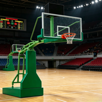 Panier de basket extérieur pliable robuste, support de panier de basket hydraulique portable pour terrain de sport et entraînement scolaire