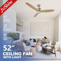 Ventilateur de plafond 1stshine 52 pouces au design moderne, intelligent, efficace, avec éclairage LED, résistant à la rouille, vente en gros, assurance qualité