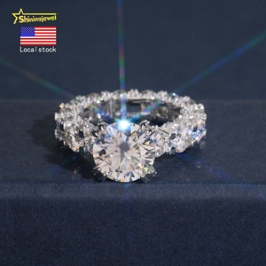 USA Lokaler Versand Luxuriöser Moissanit-Verlobungsring Besteht Diamantentest S925 Vergoldet Cluster-Design Hip-Hop Herren Funkelnder <span class=keywords><strong>Ring</strong></span> - Product Image 1