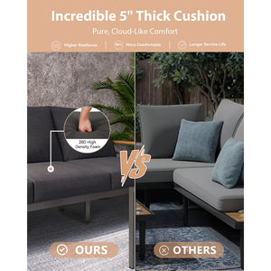 Juego de Muebles de Jardín Dwoo de 5 Piezas en Aluminio Duradero Gris Oscuro Sofá Modular para Patio de 7 Plazas - Product Image 5