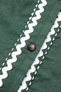 Dear-Lover Venta al por mayor Mujeres Canton Contraste Ricrac Trim Botón Cuello en V Pulsera anudada Manga Vestido de cambio - Product Image 6