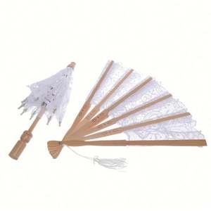 Sombrillas de encaje clásicas hechas a mano para mujer, parasoles de encaje Batten Burg para ceremonias de boda, abanicos de mano. - Product Image 3