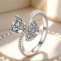 Bague de pinky en moissanite, style bohème, bijoux en argent pour femme, argent sterling 925, moissanite couleur D VVS, bijoux étincelants, bague nœud