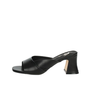 Pantofole nere Gd40 con cinturino alla caviglia 8cm tacco sottile da ufficio pump a punta aperta tacco sandali con strass soletta - Product Image 1