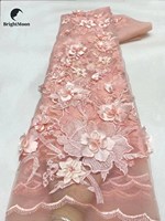 Nouvelle dentelle florale brodée de perles, tissu en dentelle Chantilly, applique en tulle, 100% polyester, largeur 125-130 cm, pour robes