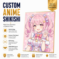 Planche Shikishi Japonaise Personnalisée, Planche d'Art Anime, Planche de Signature, Illustration en Feuille d'Or, Objet de Collection à Exposer