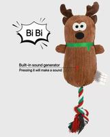 Nouveaux jouets de Noël 2026 classiques sans agent fluorescent, cerf, Père Noël, bonhomme de neige, peluche pour animaux de compagnie, chat, chien, jouets à mâcher qui couinent